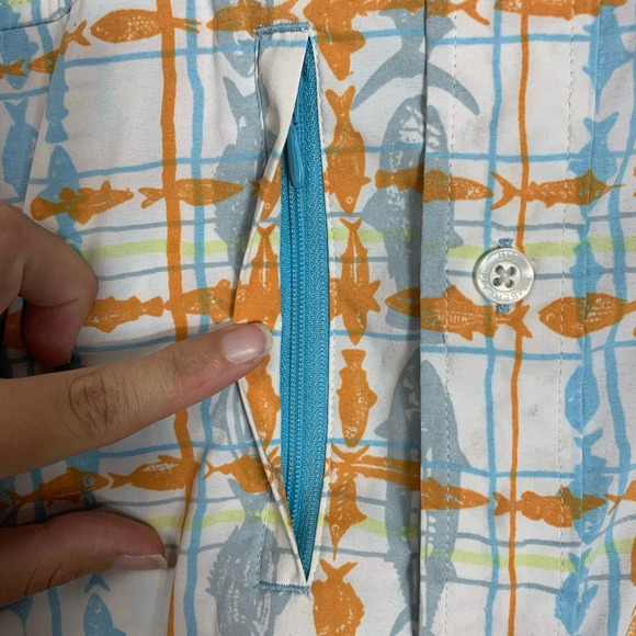 Bob Timberlake  Men’s Fish Print Short Sleeve Button Down Casual Shirt Size XL - Picture 9 of 14